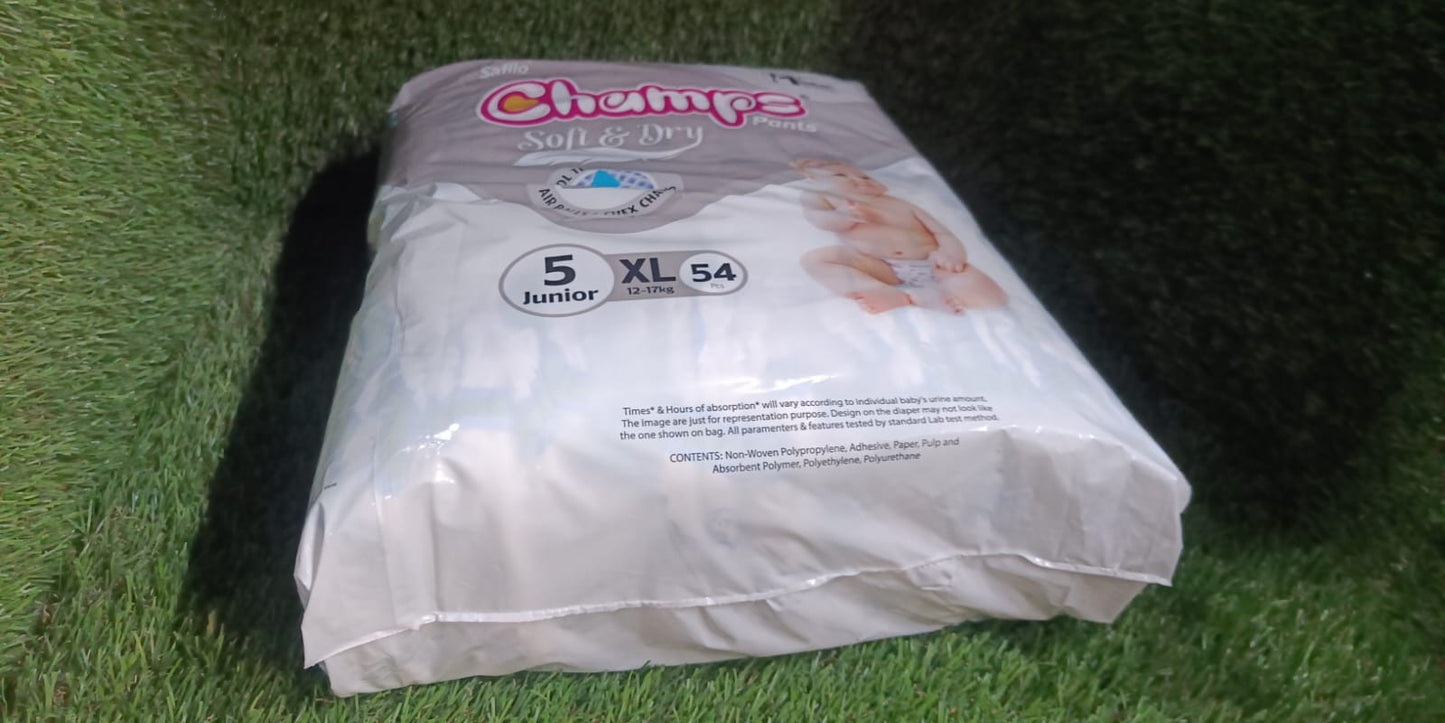 Baby Diaper High Absorbent Pant Diapers Champs Soft And Dry Baby Diaper Pants Xl 54 Pcs (Extra Large Xl54 Pieces) - Happy Price - Image 6