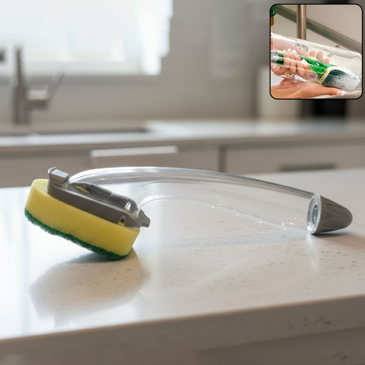 Soap Dispensing Dish Brush with Long Handle - 1 Pc - Happy Price - Image 1
