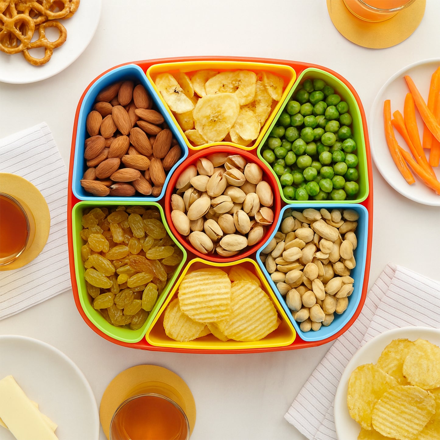 7-Section Dry Fruit & Snack Organizer Box with Spoon - Happy Price - Image 4