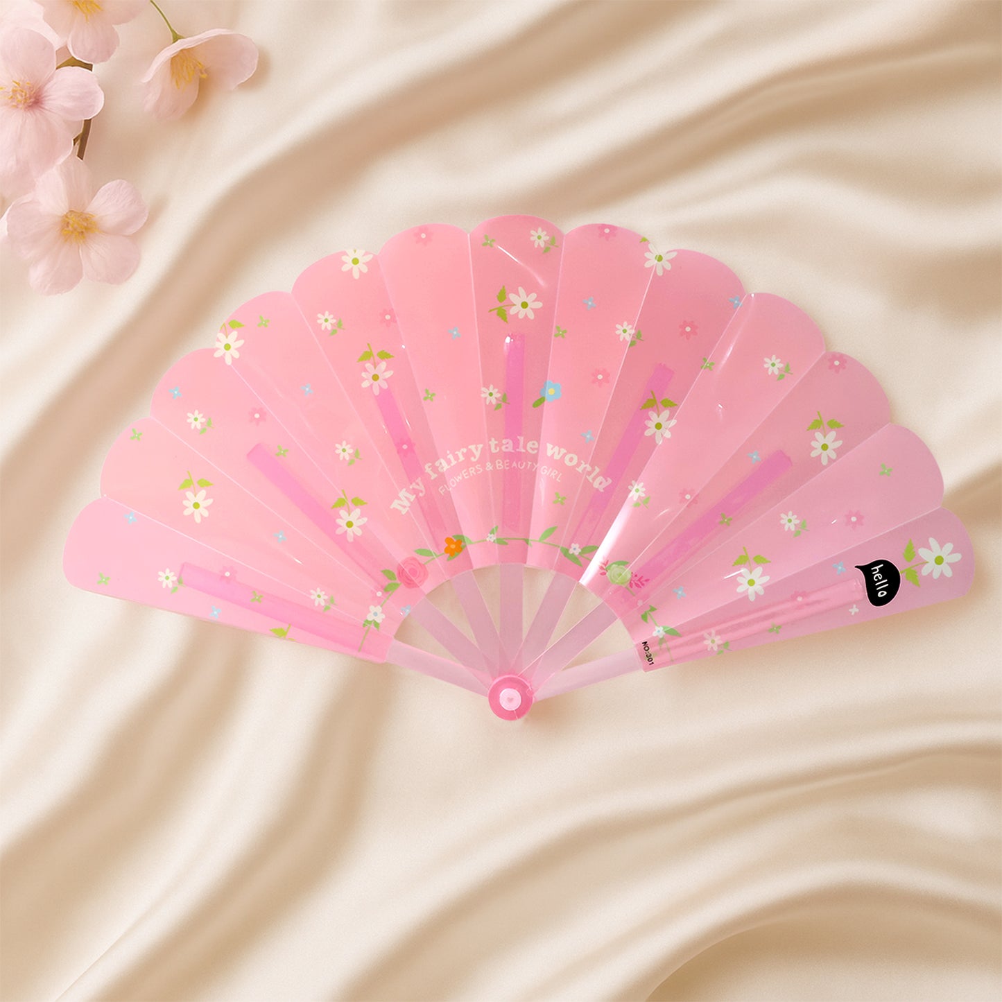 Floral Print Foldable Hand Fan - Portable & Battery-Free Cooling (1 Pc) - Happy Price - Image 6