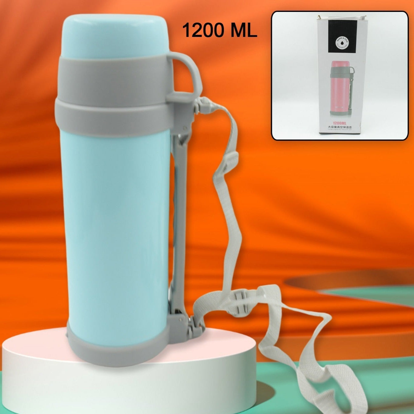 Stainless Steel Insulation Thermos Double-wall Vacuum Insulated Water Bottle For Travel Outdoor Fitness Portable Travel Pot Camping Coffee Portable Car Travel Keep Hot Cold Large Capacity (1200 Ml) - Happy Price - Image 1