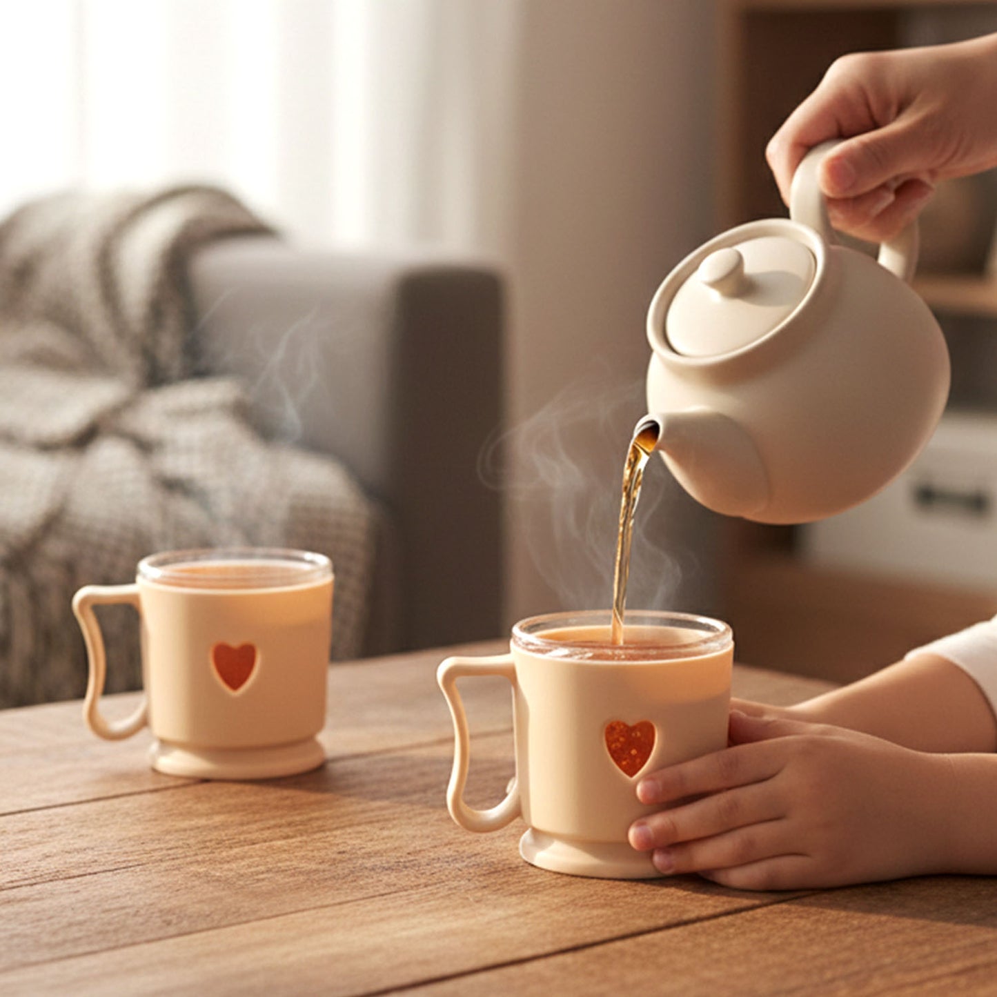 Mini Tea Coffee Mugs Set - 100ml, 6 Pc, Heart Design - Happy Price - Image 3