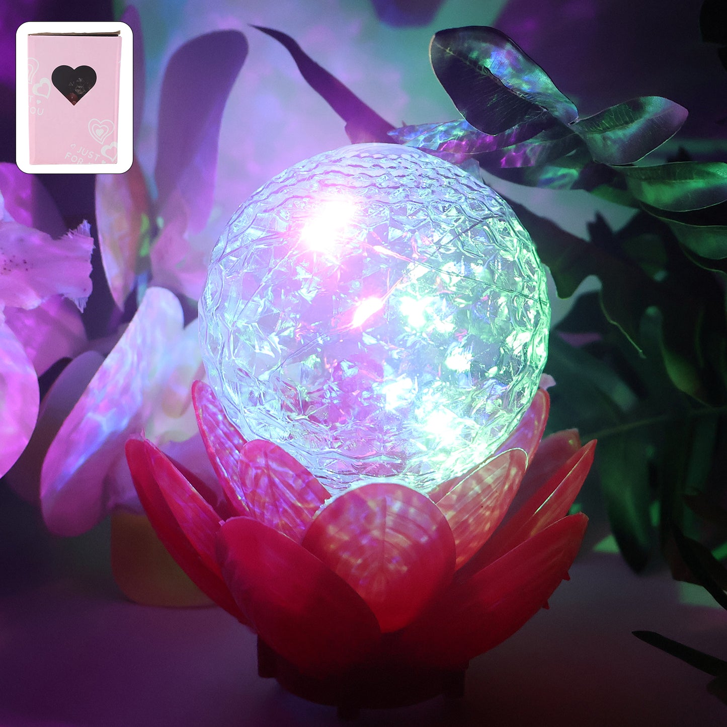 Crystal Ball Lotus LED Decorative Light - Color Changing Rotating Lamp for Home & Festivals (1 Pc) - Happy Price - Image 3