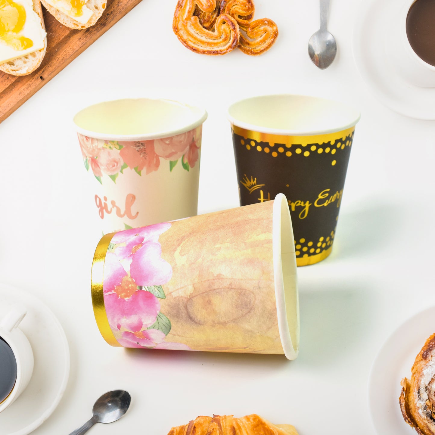 Disposable Paper Cups Disposable Tea Coffee Cups (3 Pcs Set Mix Color) - Happy Price - Image 4