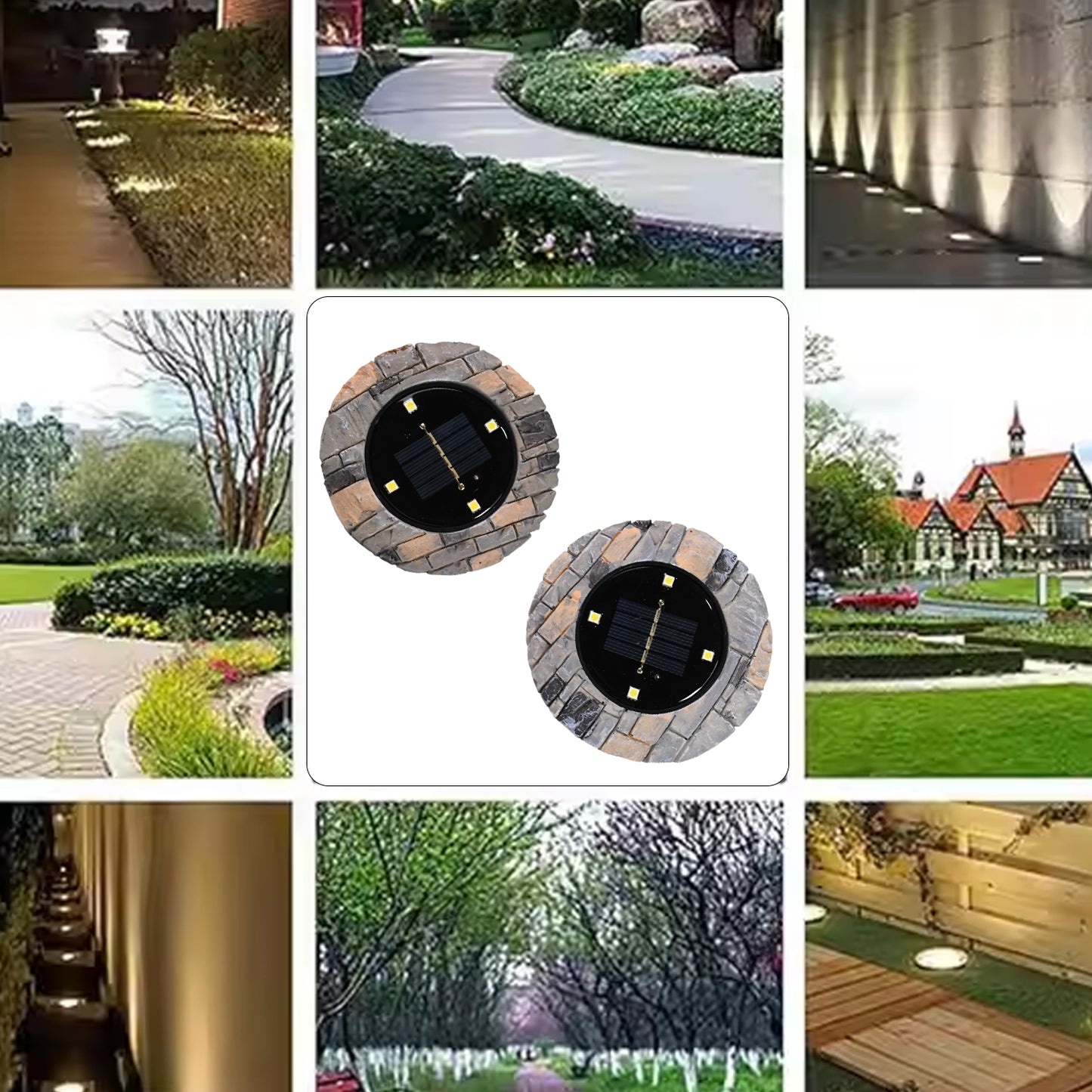 Disk Lights Slate Heavy Duty Outdoor Solar Pathway Lights 4 Led (2 Pc) - Happy Price - Image 3