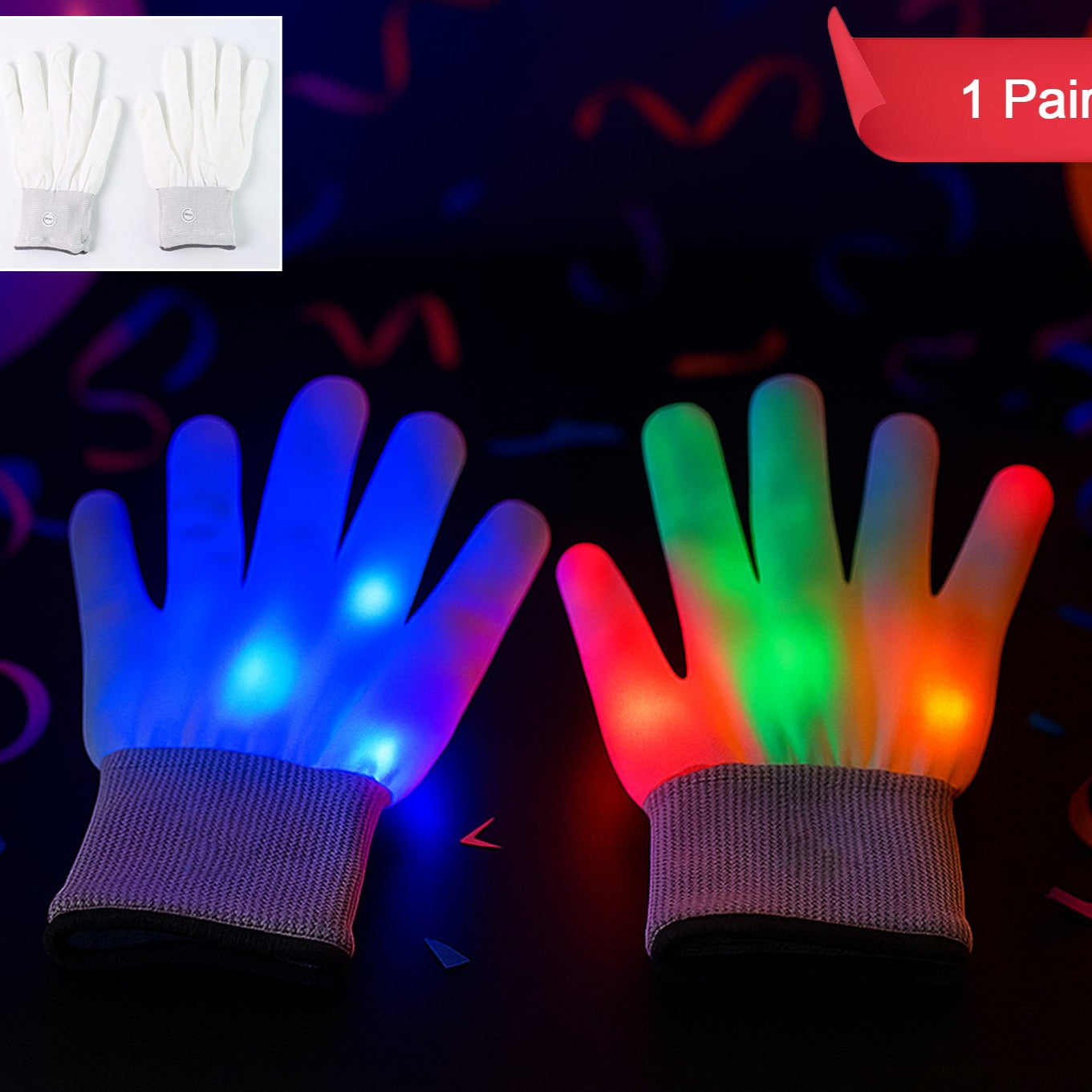 Dynamic Multi-color Led Light-up Glow Gloves (1 Pair) - Happy Price - Image 1