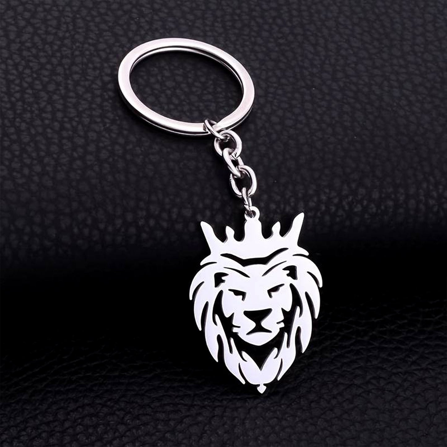 Stainless Steel Lion Head Keychain (1 Pc) - Regal Crown Design - Happy Price - Image 3