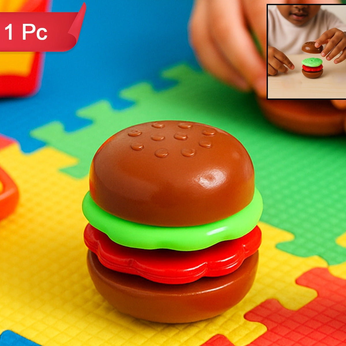 Mini Burger Pretend Play Toy for Kids (1 Pc) - Educational Stackable Food Toy - Happy Price - Image 1