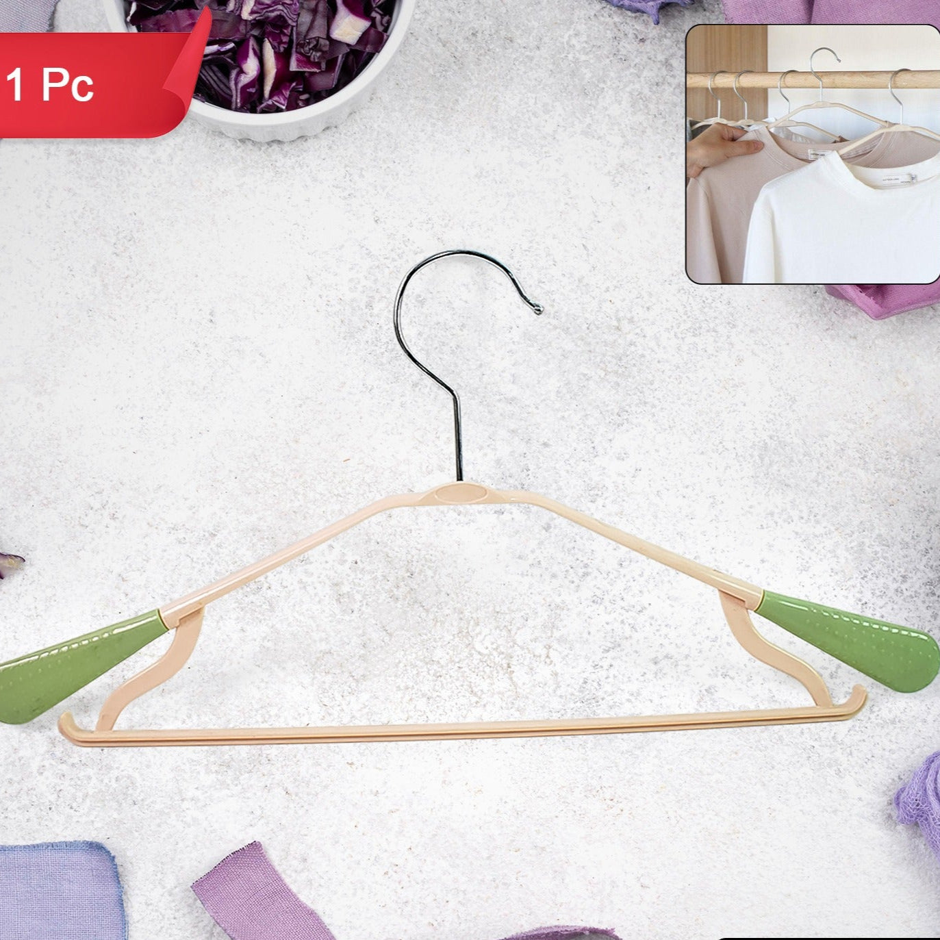 Pp Cloth Hanger Set Of 1 With Zinc Plated Steel Hook (1 Pc) - Happy Price - Image 1