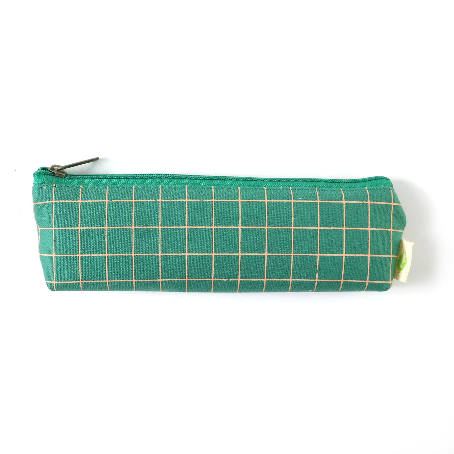 Green Grid Print Zippered Pouch Organizer - 1 Pc Stationery Bag - Great Price - Image 4