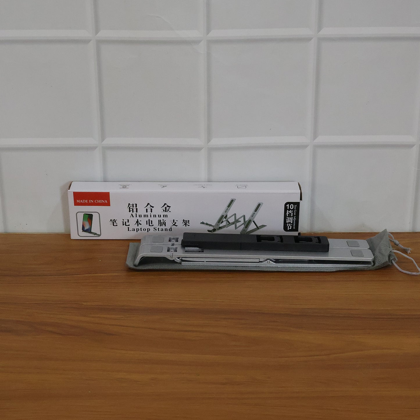 Adjustable Aluminium Laptop Stand - Foldable & Portable Desk Riser (1 Set) - Great Price - Image 7