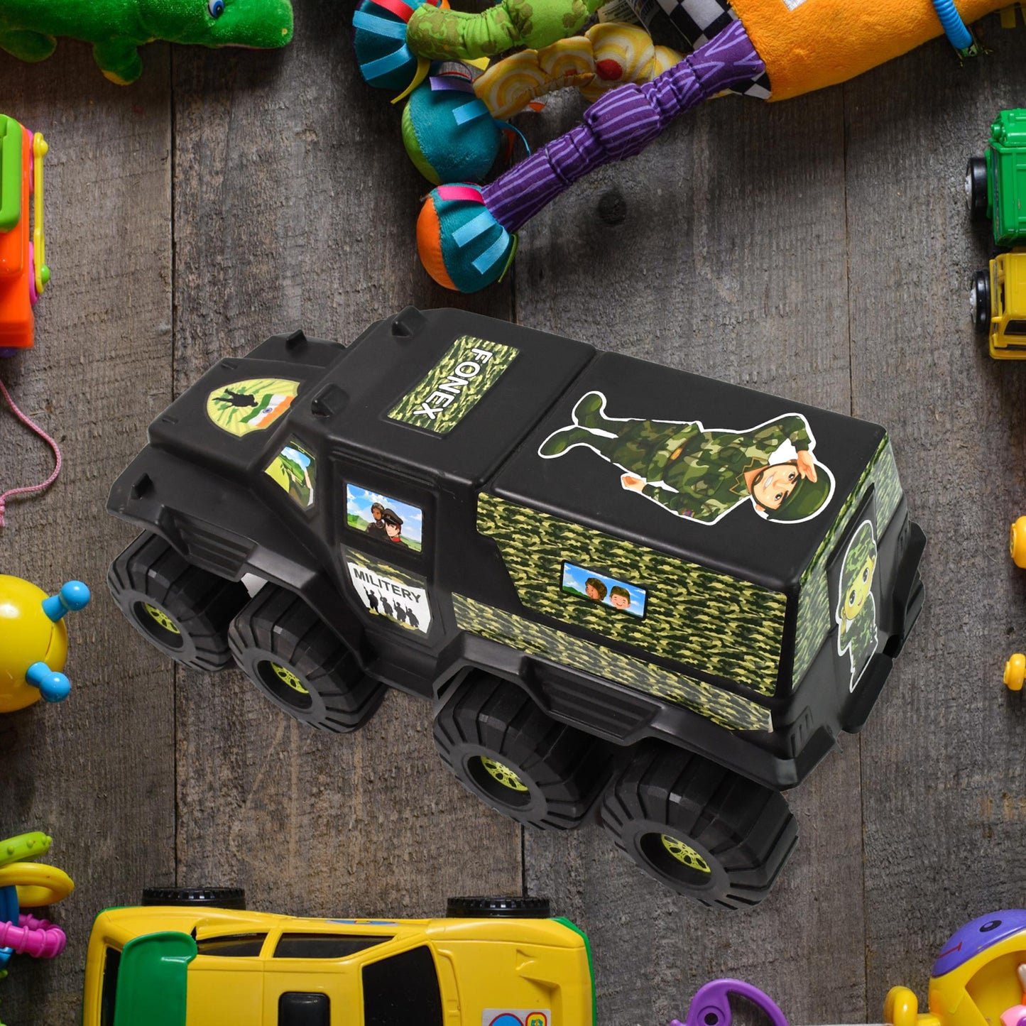 Big Military 8-wheel Plastic Car Toy (1 Pc) - Happy Price - Image 5