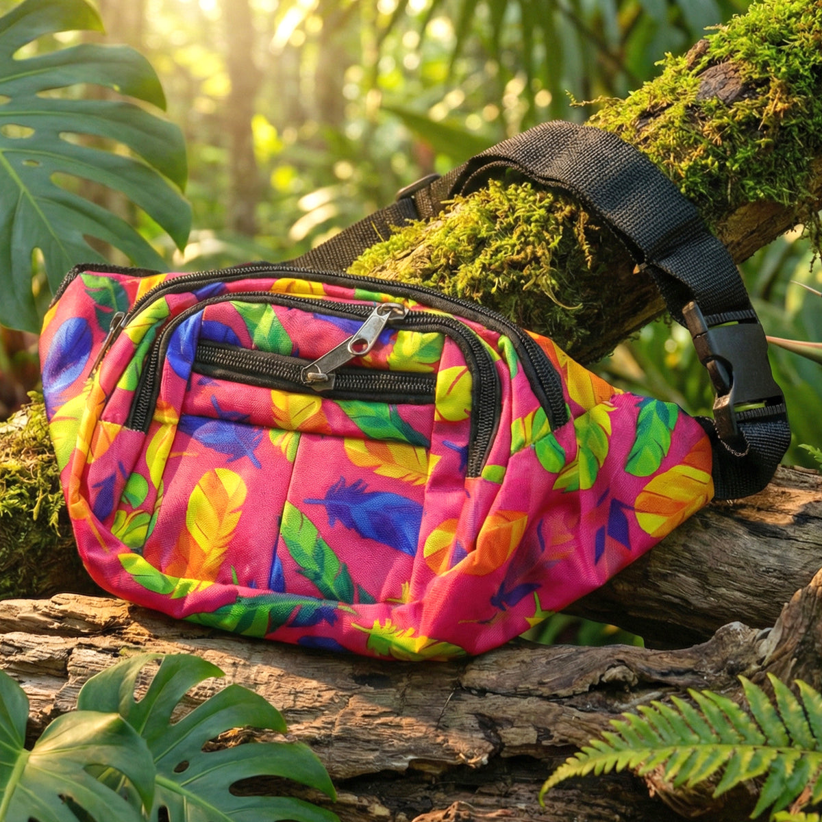 Printed Waist Bag with Adjustable Strap & Multiple Pockets (1 Pc) - Happy Price - Image 6