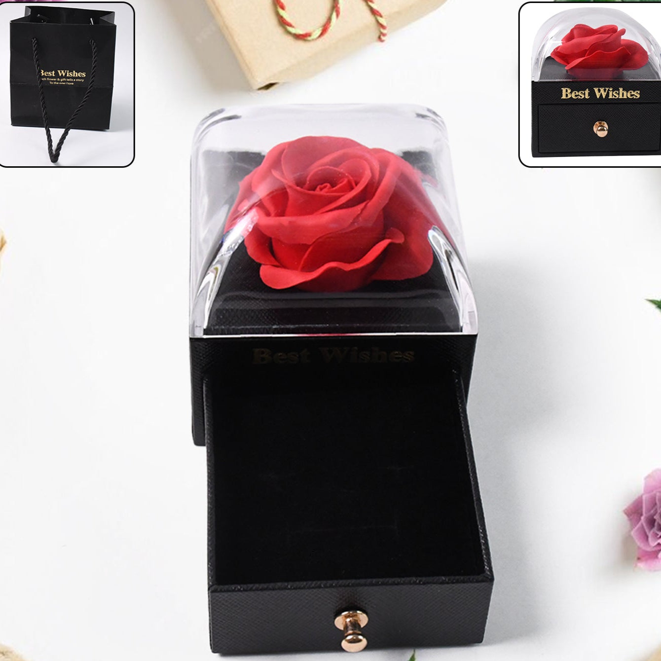 Preserved Eternal Rose Flower Gift Box Drawer (1 Pc) - Happy Price - Image 1