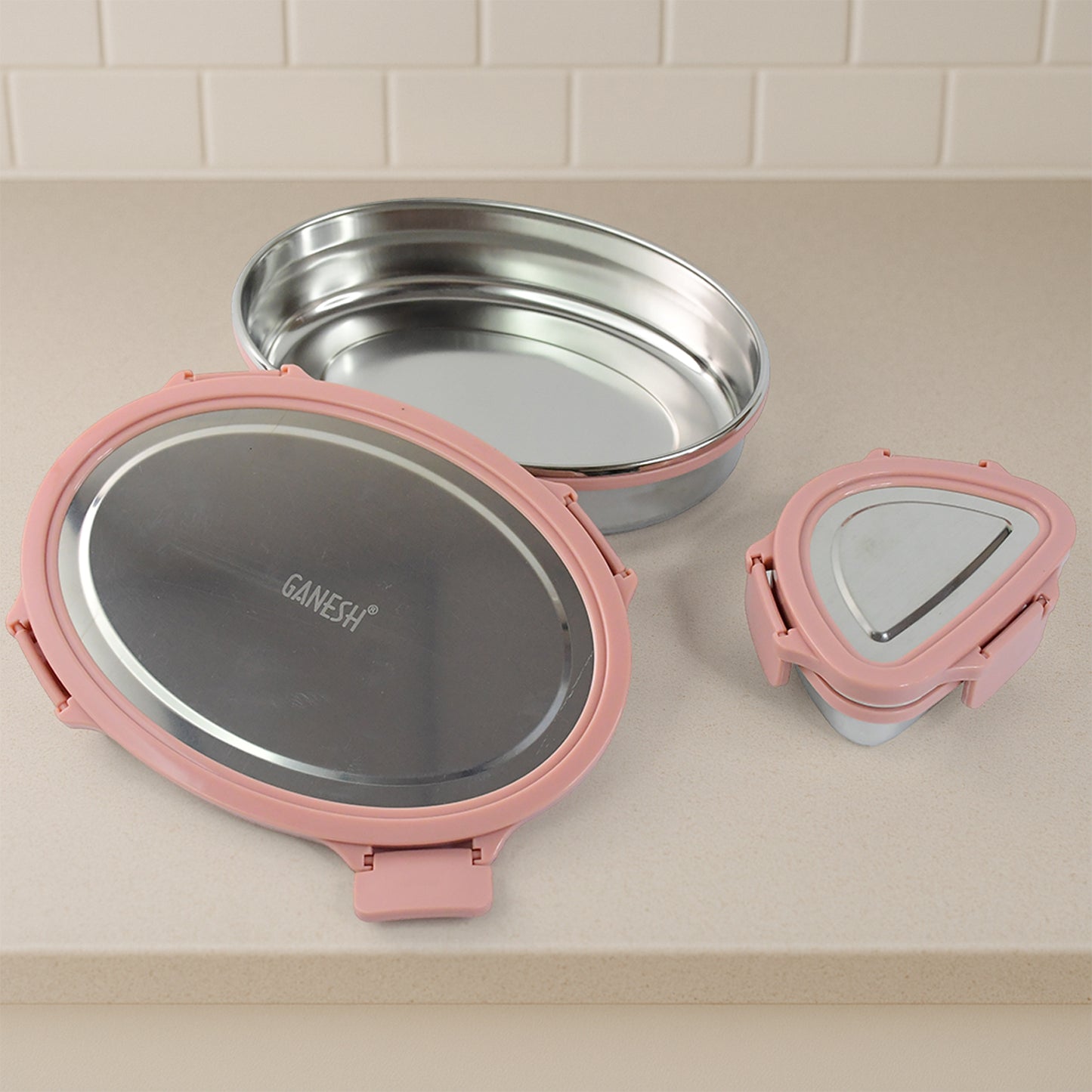 Ganesh Classy 2-piece Stainless Steel Lunch Box Set - Happy Price - Image 7