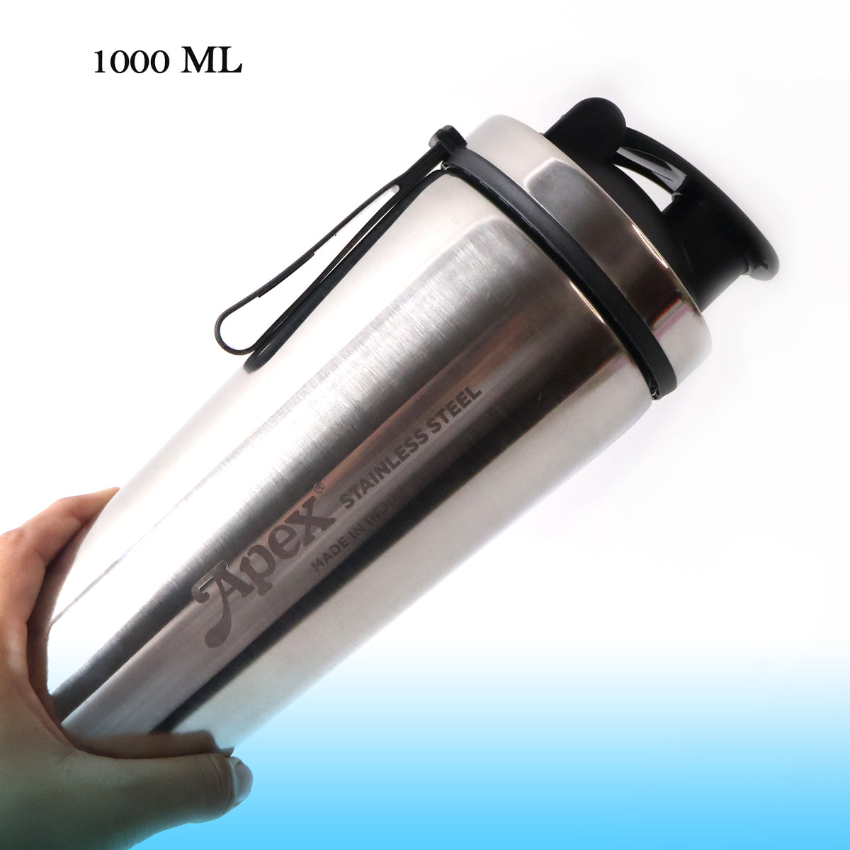 Apex Stainless Steel Gym Shaker Bottle with Spring - 1000ml, 1 Pc - Happy Price - Image 3
