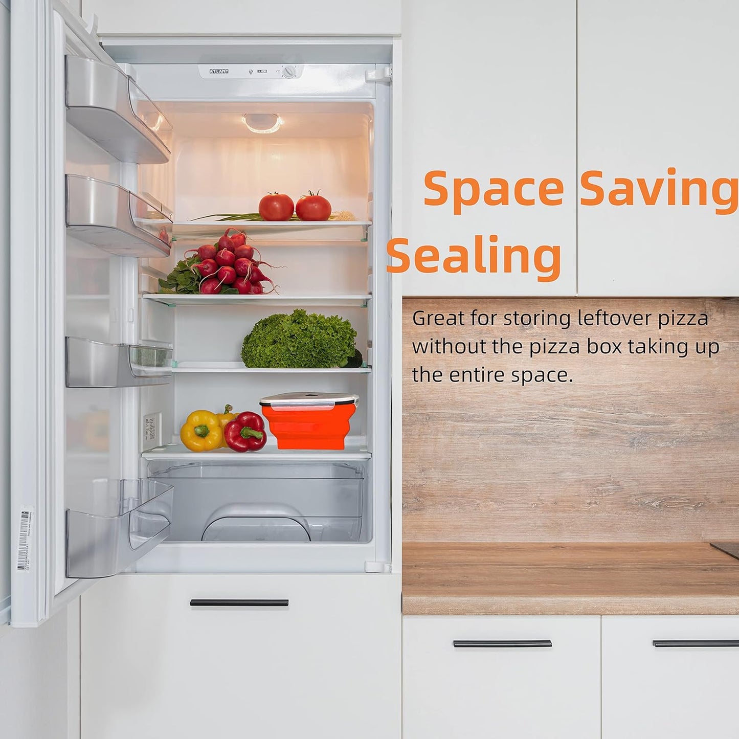 10026 Reusable Pizza Storage Containers With 5 Microwavable Serving Trays Silicone Container Expandable Adjustable For Packing Pizza At Home Outdoor - Happy Price - Image 4