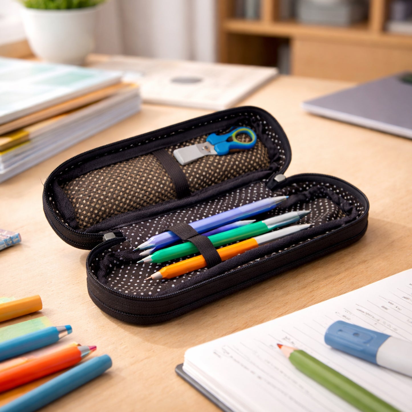 Fabric Zipper Pouch (1 Pc) - Multipurpose Stationery Organizer for School & Office - Great Price - Image 3