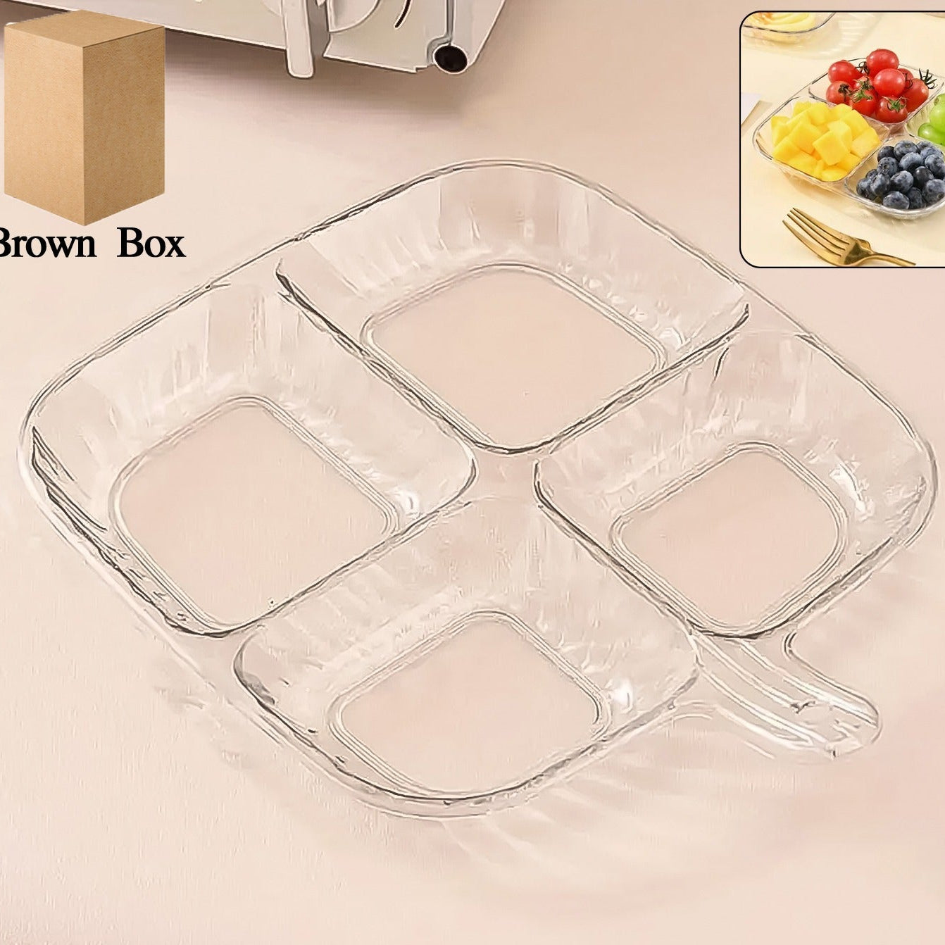 Plastic Kitchen Trays For Serving (4 Compartment 1 Pc) - Happy Price - Image 1
