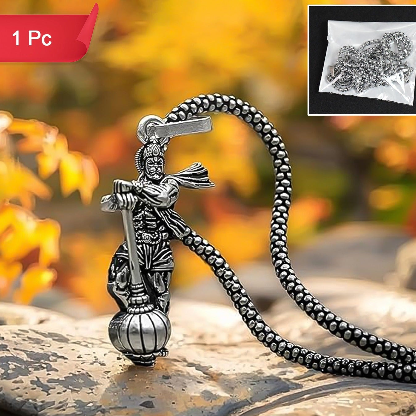 Hanuman Ji Pendant With Gada Religious Jewellery For Men And Women (1 Pc) - Happy Price - Image 1