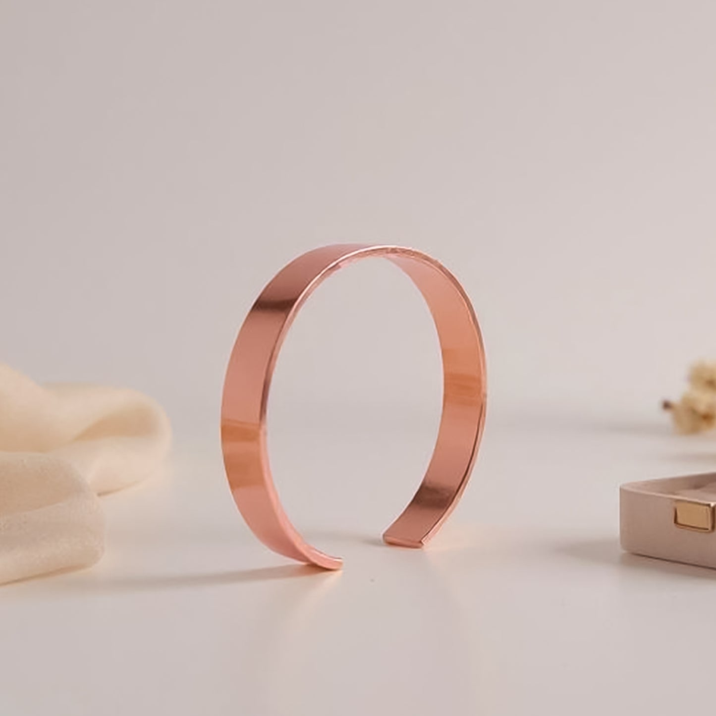 Rose Gold Open Cuff Bracelet Kada - Adjustable Minimalist Bangle (1 Pc) - Happy Price - Image 2