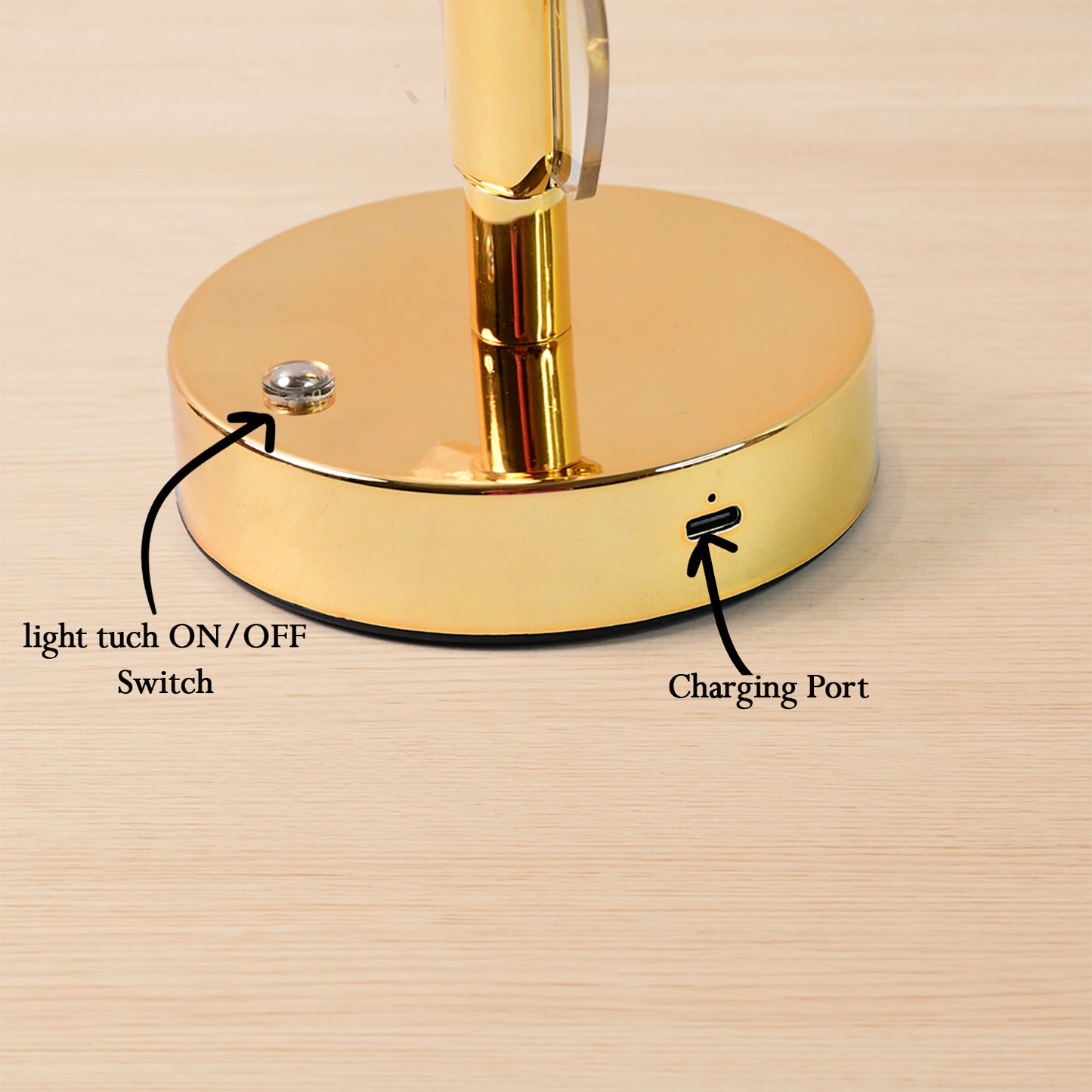 Crystal Table Lamp with Golden Leaf Design & USB Charging (1 Pc) - Happy Price - Image 4