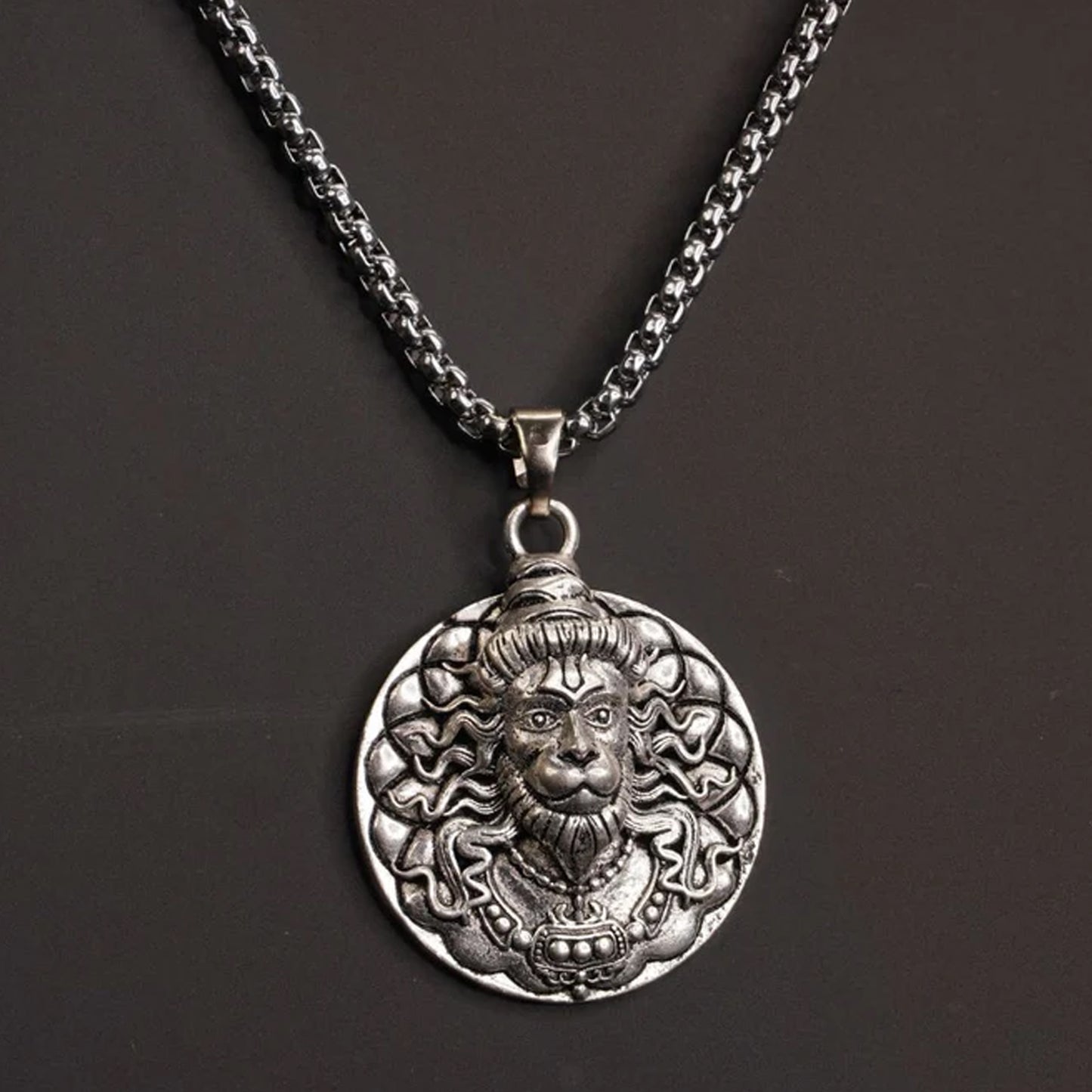 Hanuman Facelocket With Chain Pendant Necklace Chain (1 Pc) - Happy Price - Image 5