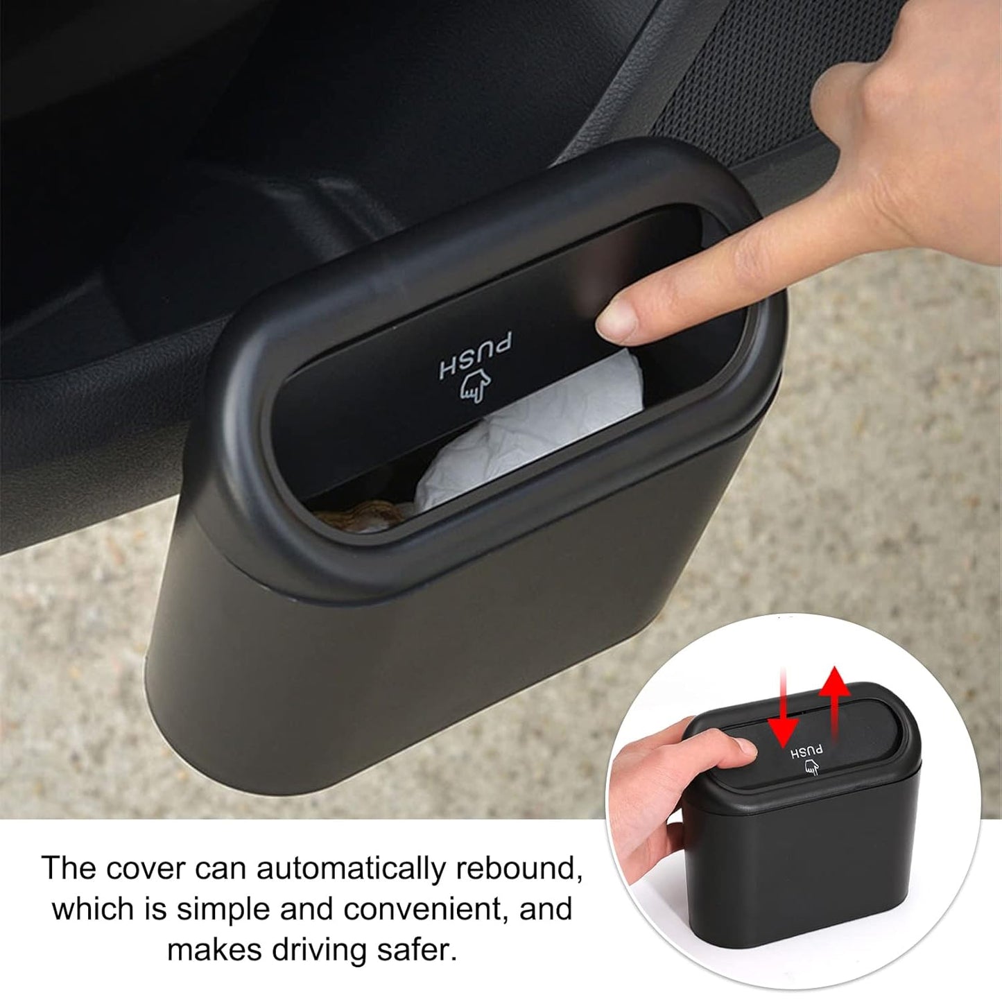Compact Car Dustbin with Lid - Waterproof Auto Organizer - Happy Price - Image 2