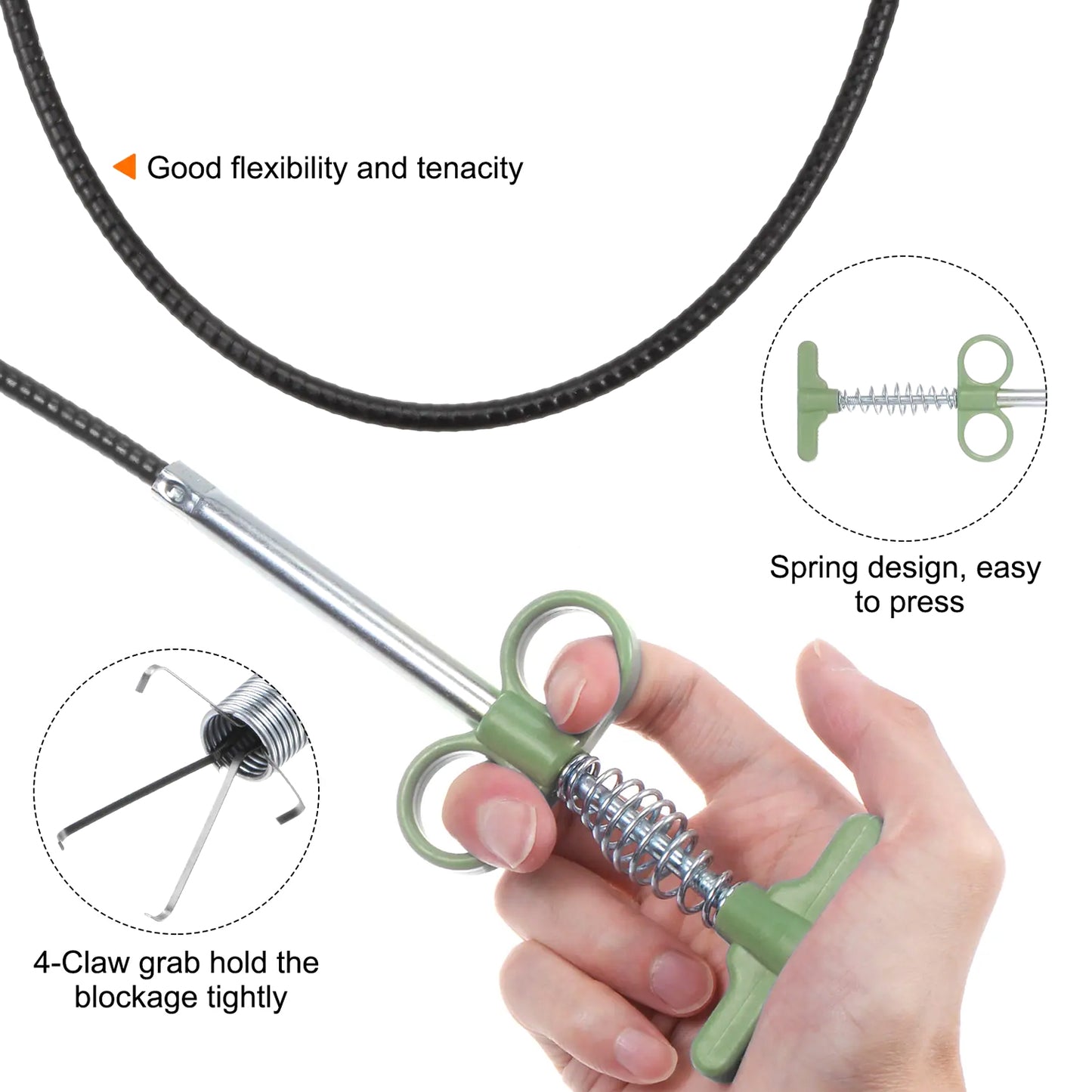 Flexible Drain Cleaner Tool with Grip - 157 cm Spring Pipe Unclogger (1 Pc) - Happy Price - Image 3