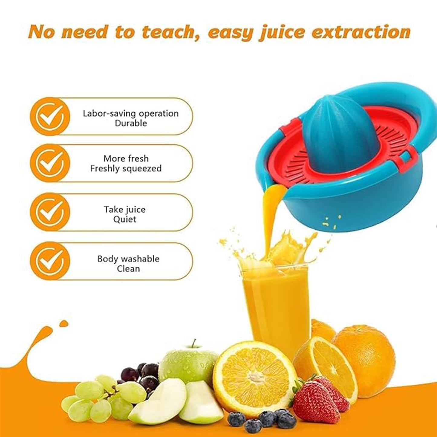 Premium Manual Citrus Juicer with Lock System - 1 Pc Hand Press for Oranges, Lemons - Happy Price - Image 6