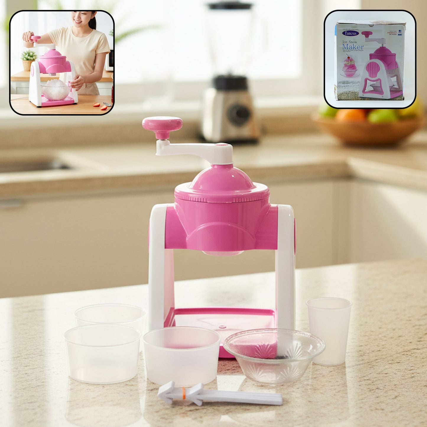 Manual Gola Maker Machine - Pink, Portable Ice Slush Maker - Great Price - Image 2