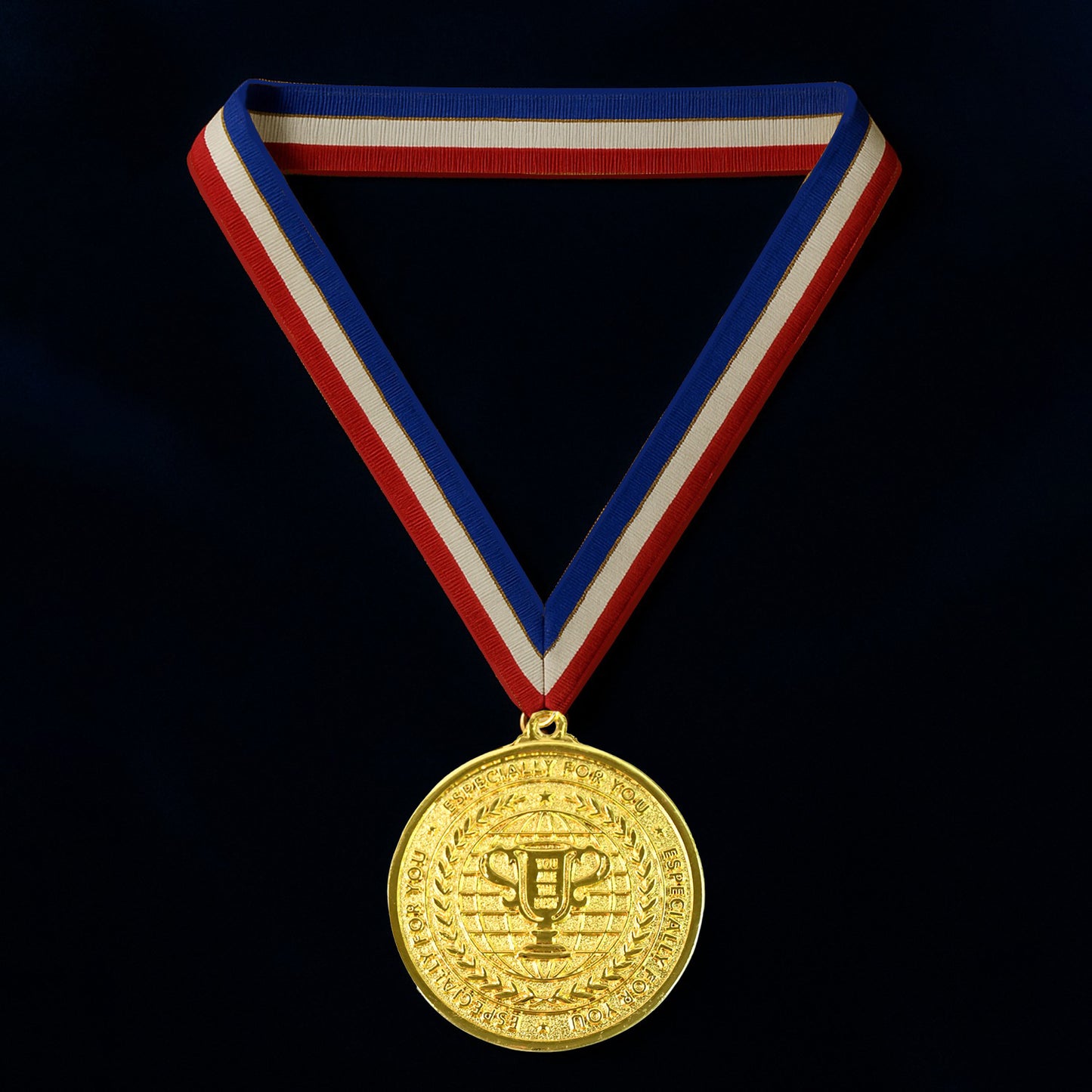 Gold Metal Medal With Tricolor Ribbon (1 Pc) - Happy Price - Image 3