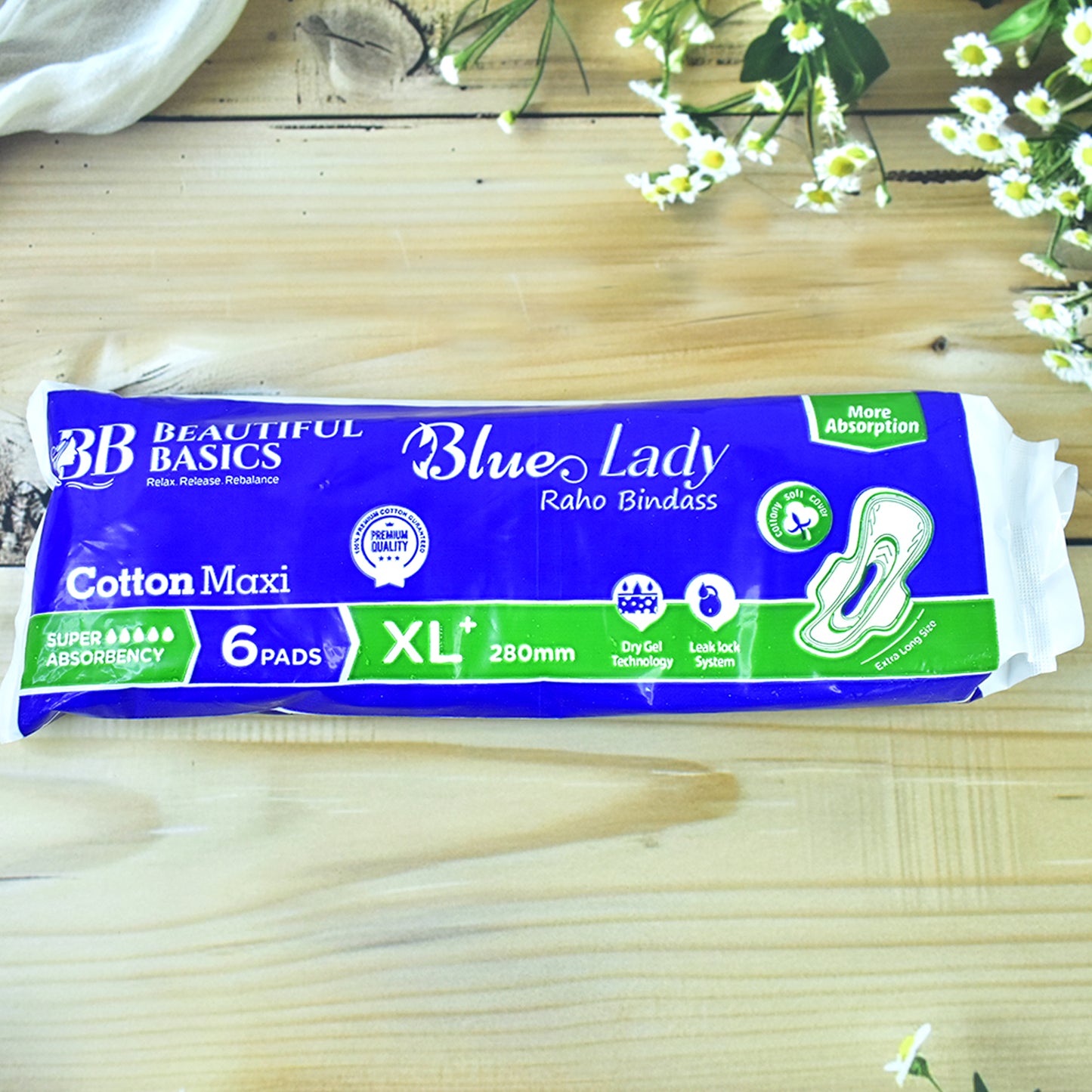 Beautiful Basics Blue Lady Sanitary Pads Xl 280mm (6 Pc) - Happy Price - Image 6