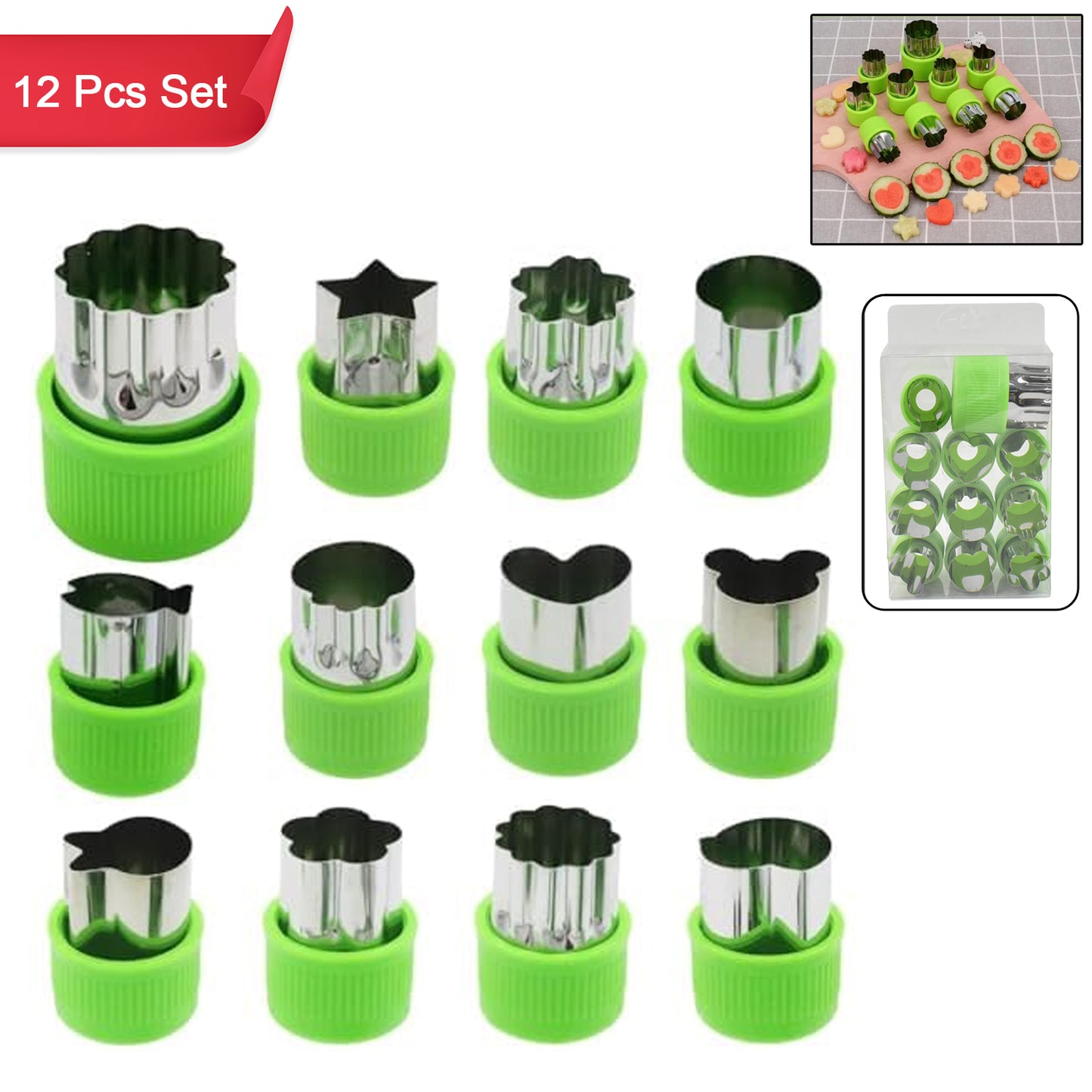 12 Piece Stainless Steel Cookie Cutter Shapes Set for Baking & Food Decoration - Happy Price - Image 2