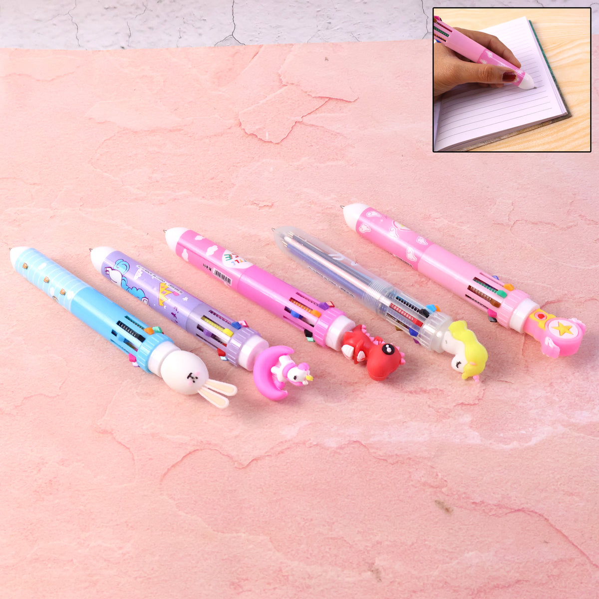 10-in-1 Multicolor Ball Pen with Character Top (1 Pc) - Happy Price - Image 7
