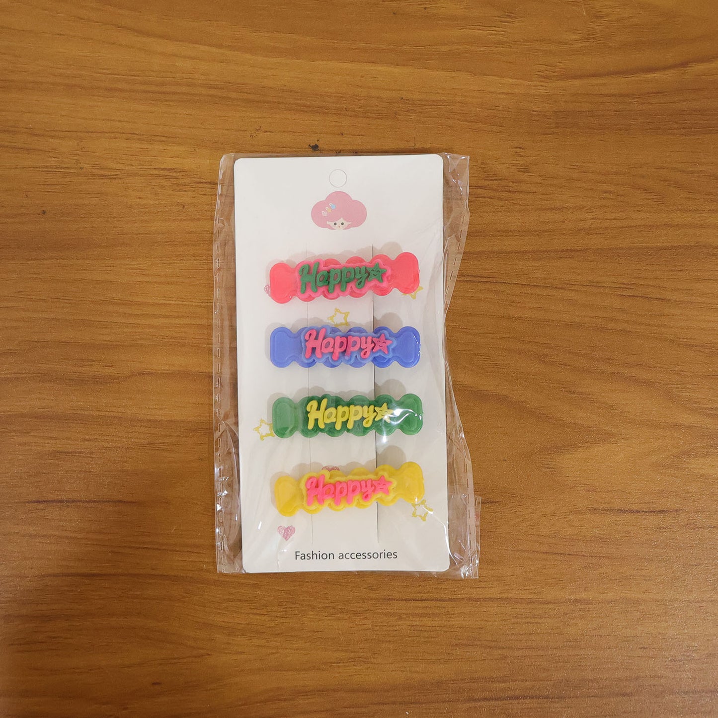 Cute Happy Bone Shape Snap Hair Clips Set - 4 Pieces for Girls - Happy Price - Image 7