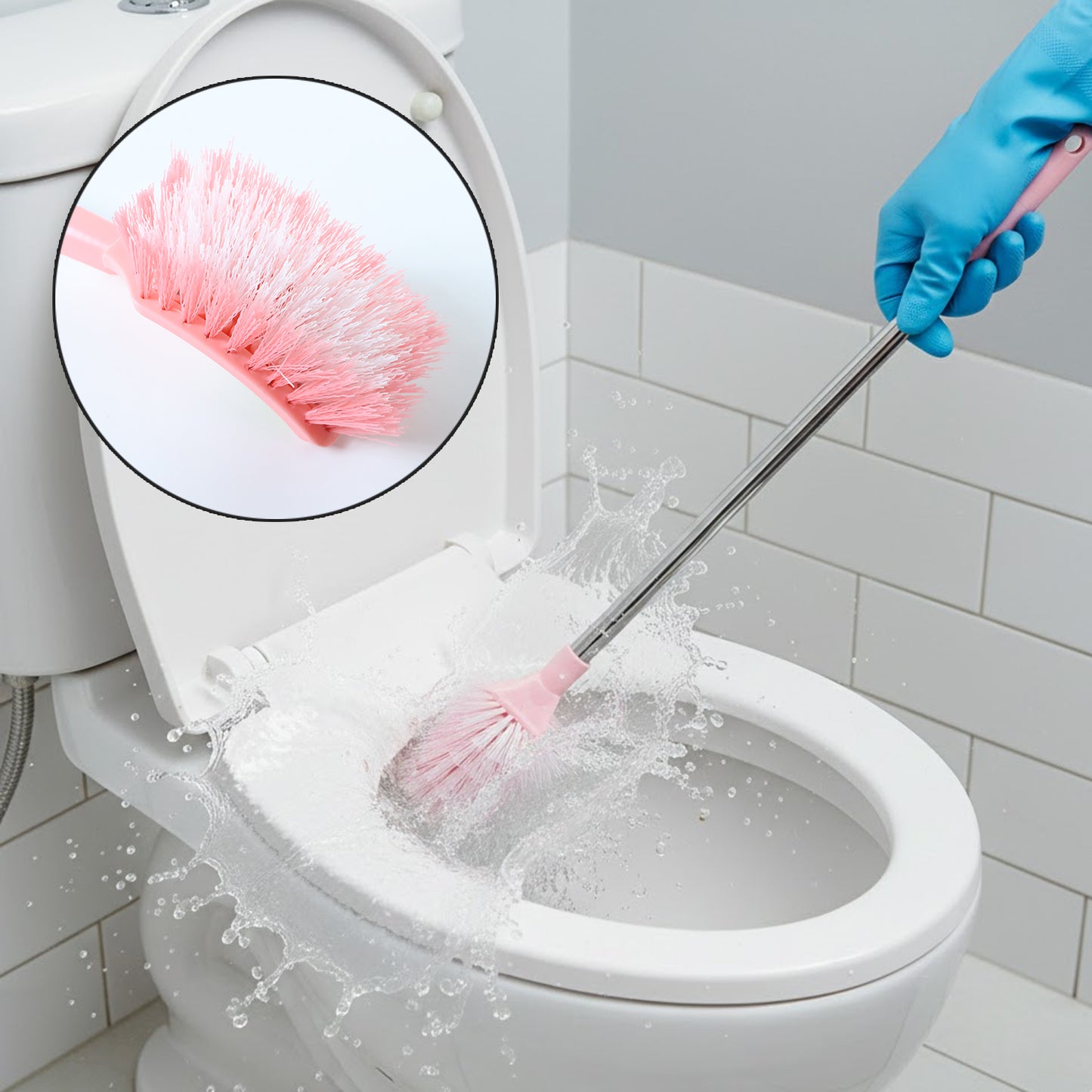 Long Handle Toilet Brush for Deep Bathroom Cleaning - 1 Pc - Happy Price - Image 2
