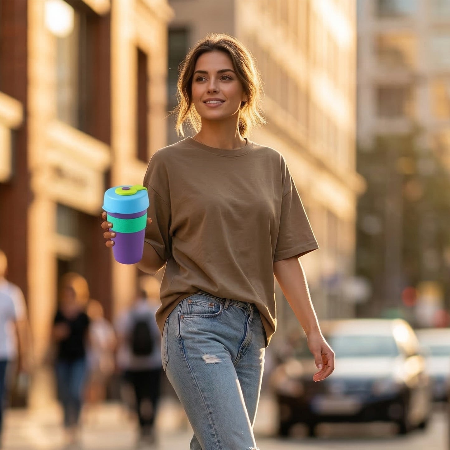 Colorful 400 ML Reusable Travel Mug with Spill-Proof Silicone Lid - 1 Pc - Great Price - Image 6