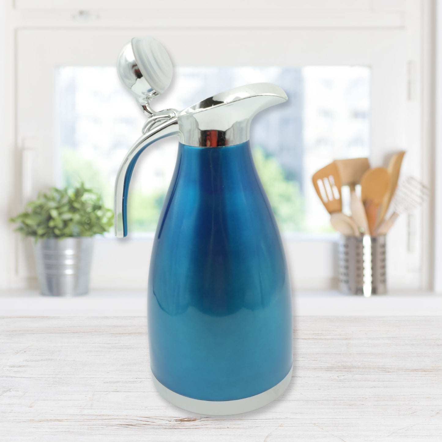Vacuum Insulated Kettle Jug Vacuum Insulated Thermo Kettle Jug Insulated Vacuum Flask Vacuum Kettle Jug Stainless Steel For Milk Tea Beverage Home Office Travel Coffee ( 2 Ltr) (1pc) - Happy Price - Image 2