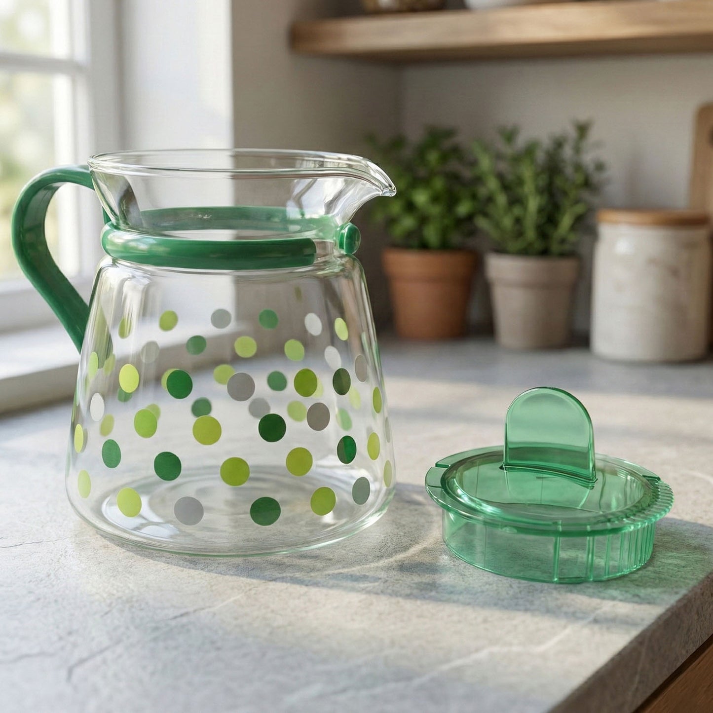 Glass Tea Pot and Cup Set - Polka Dot Design (1 Set) - Happy Price - Image 3