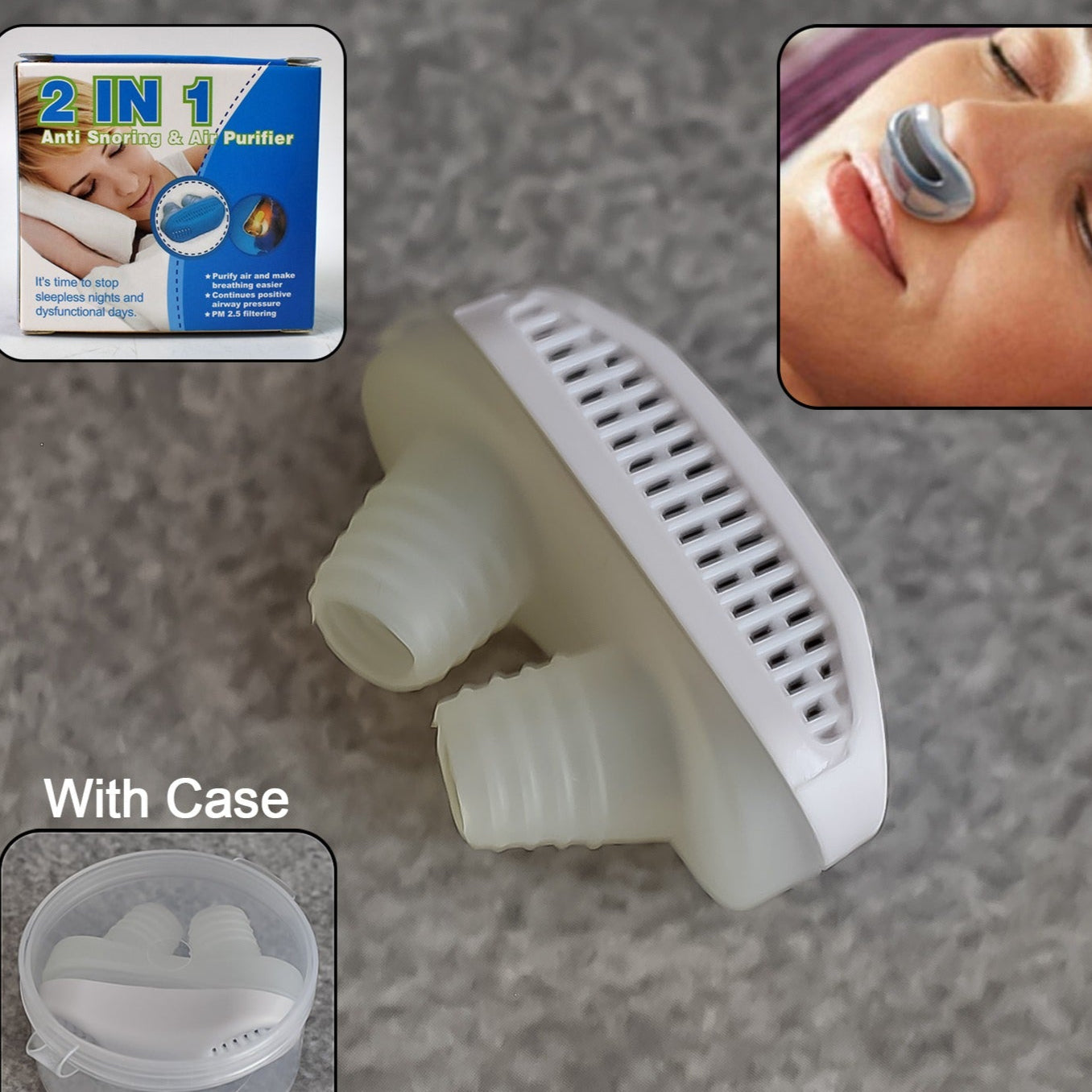 2 In 1 Anti Snoring And Air Purifier Nose Clip Anti Snoring Device (1 Pc With Plastic Case) - Happy Price - Image 1