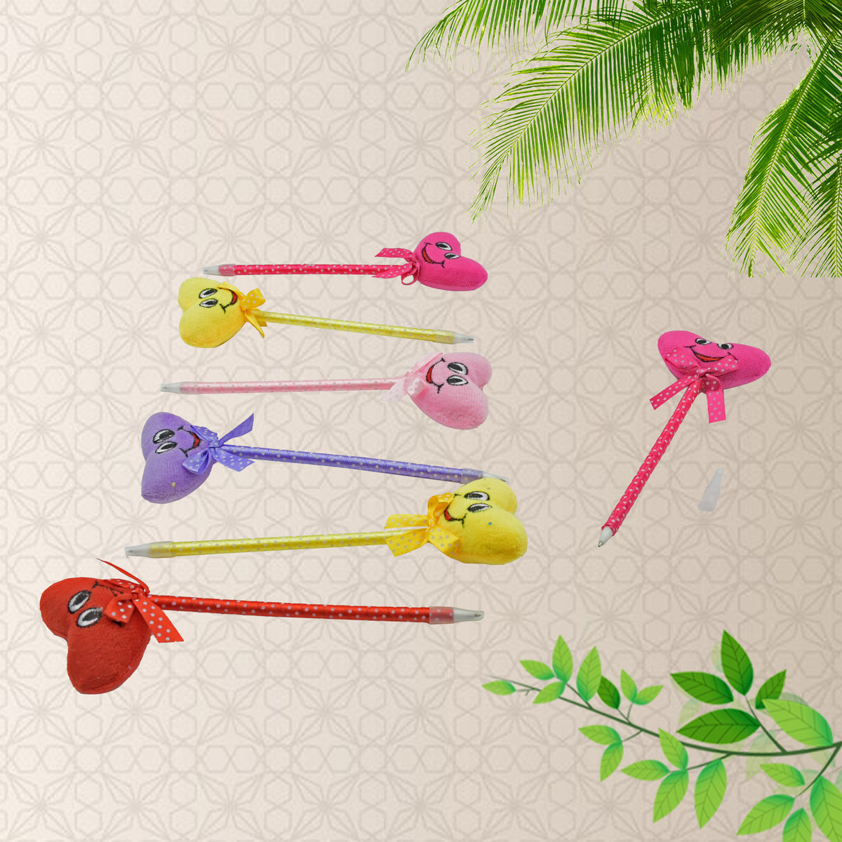Cute Cartoon Shape Heart Design Facy Writting Pen Attached Rattle Ball Pen Smooth Writing For Wedding Events Multiuse Pen Best Pen L Use For Kids (12 Pcs Set Mix Design Color) - Happy Price - Image 7
