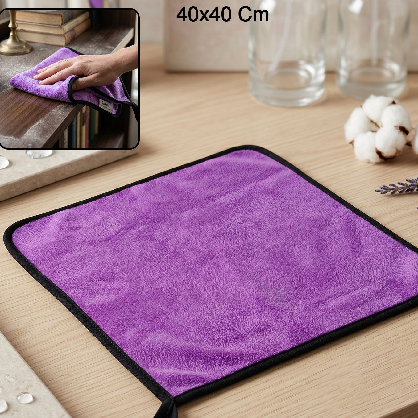 Microfiber Cleaning Cloth 40x40cm for Home & Kitchen - 1 Pc - Happy Price - Image 1