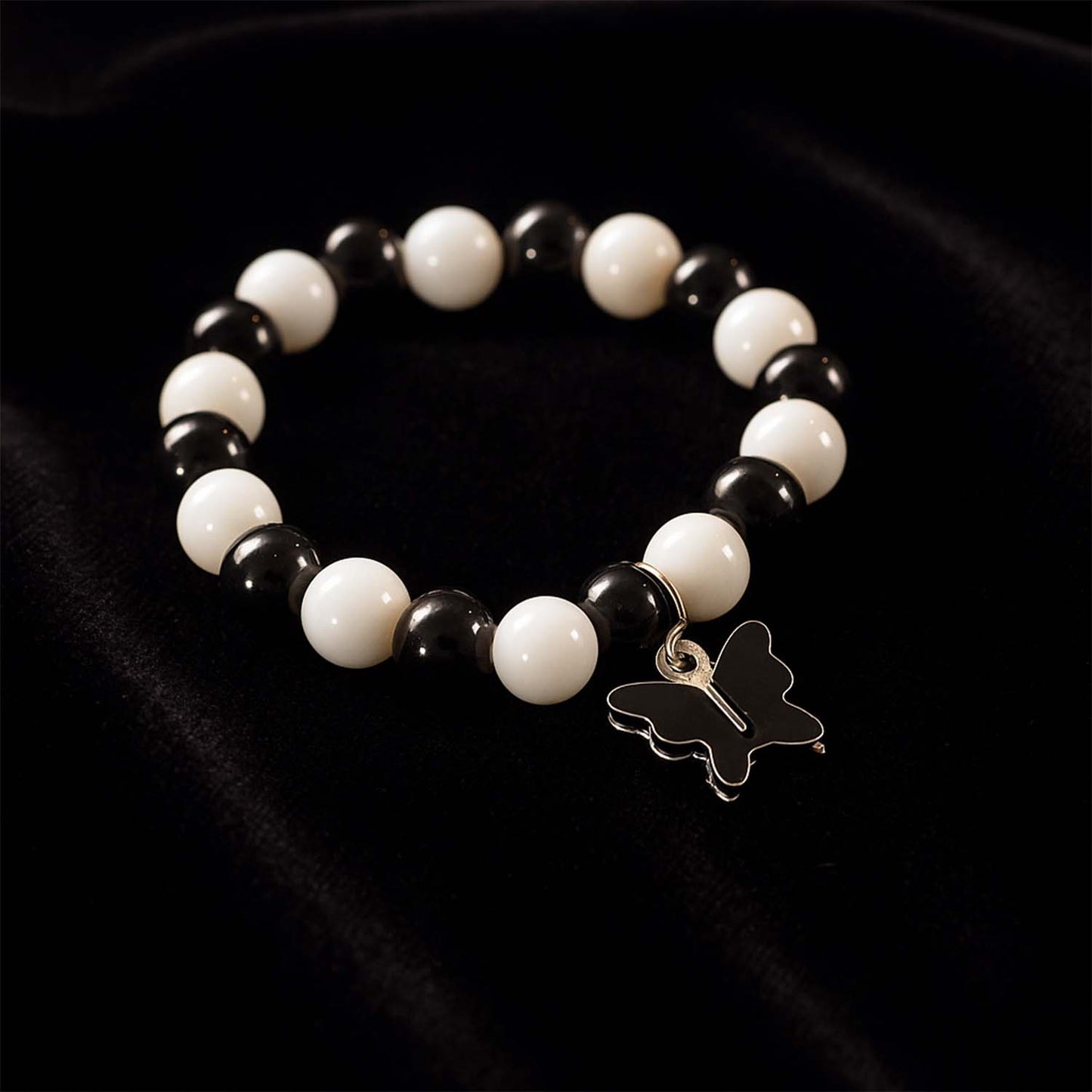 Black and White Beaded Bracelet with Cross Pendant (1 Pc) - Happy Price - Image 5