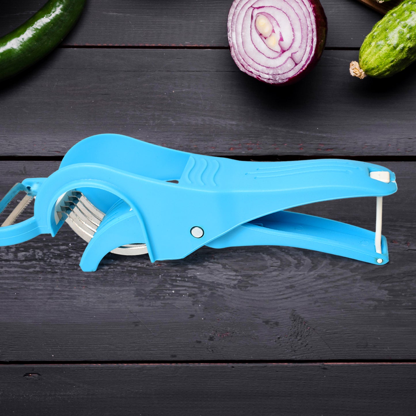2 In 1 Vegetable Fruit Multi Cutter 5 Blade Vegetable Cutter With Peeler (1 Pc Multicolor) - Happy Price - Image 3
