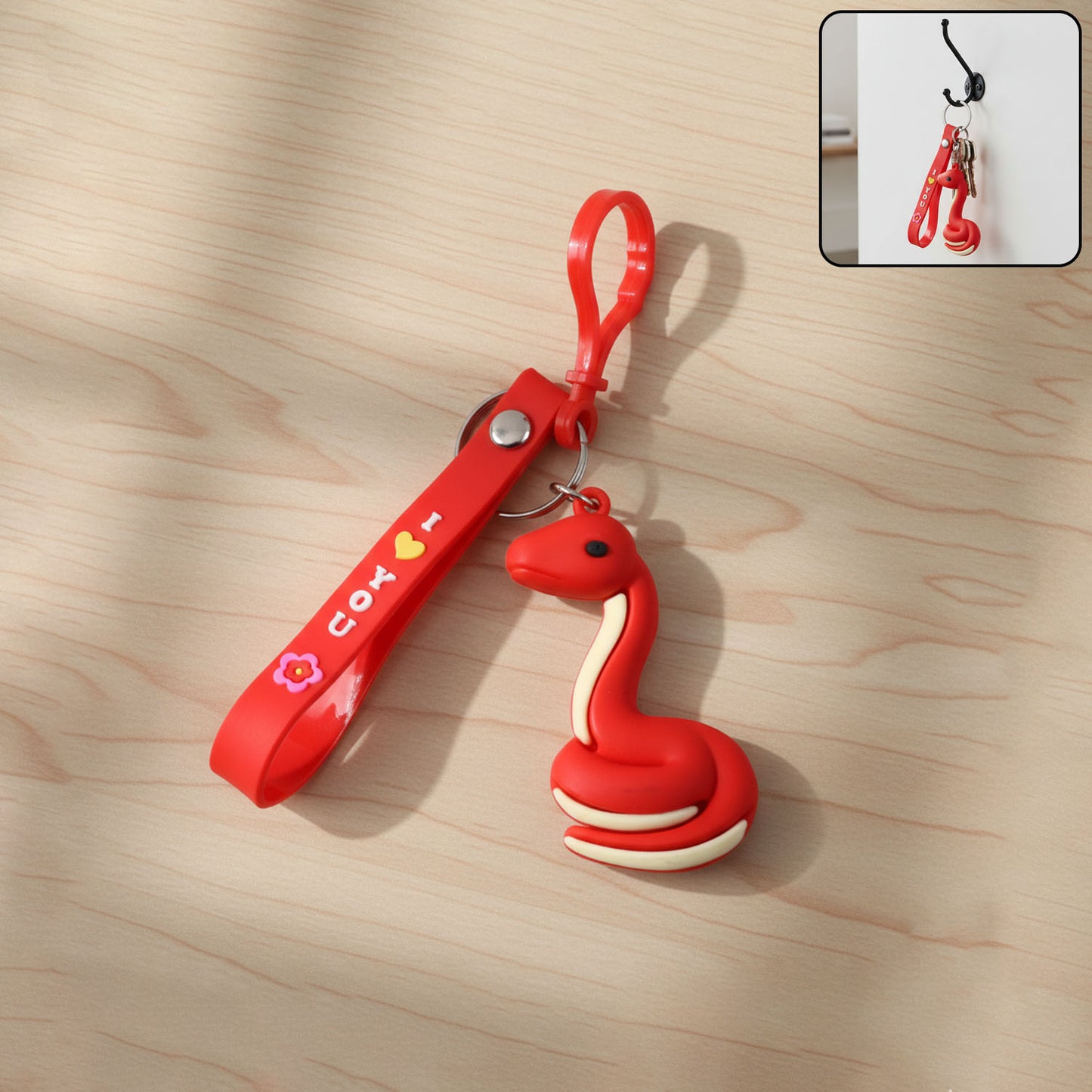 Cute Cartoon Snake Keychain with "I Love You" Strap - 1 Pc - Happy Price - Image 2