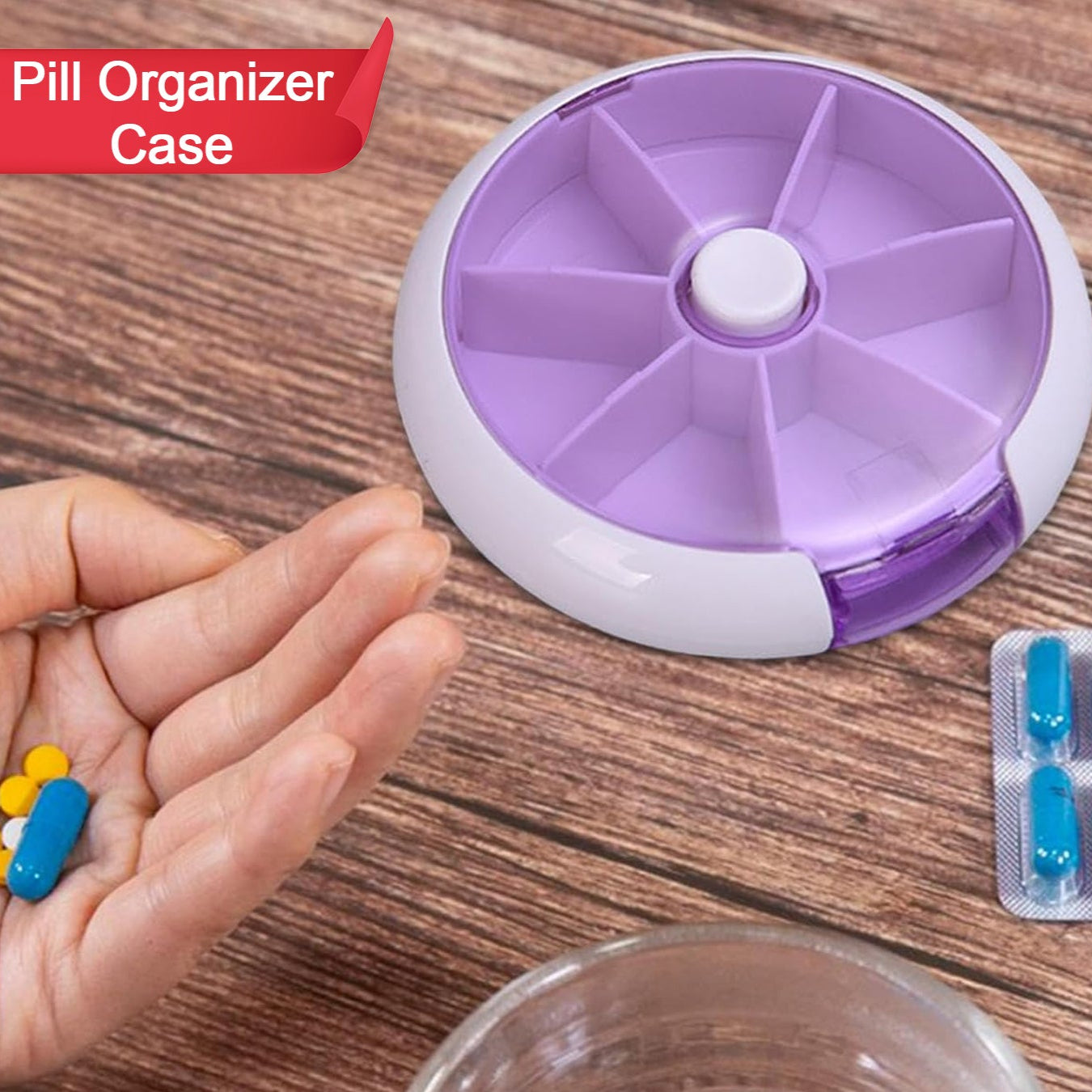 Pill Box Medicine Dispenser 7-day Week Weekly Whee Cute Portable Fruit Style 7 Grid Seal Rotation Pill Organizer Medicine Box (1 Pc) - Happy Price - Image 1