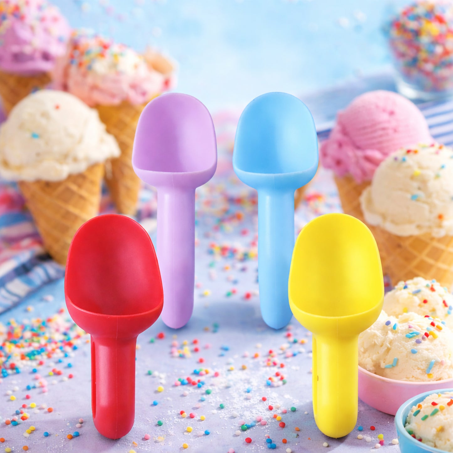 Plastic Ice Cream Scoop Set - 4 Piece Dessert Server - Great Price - Image 2