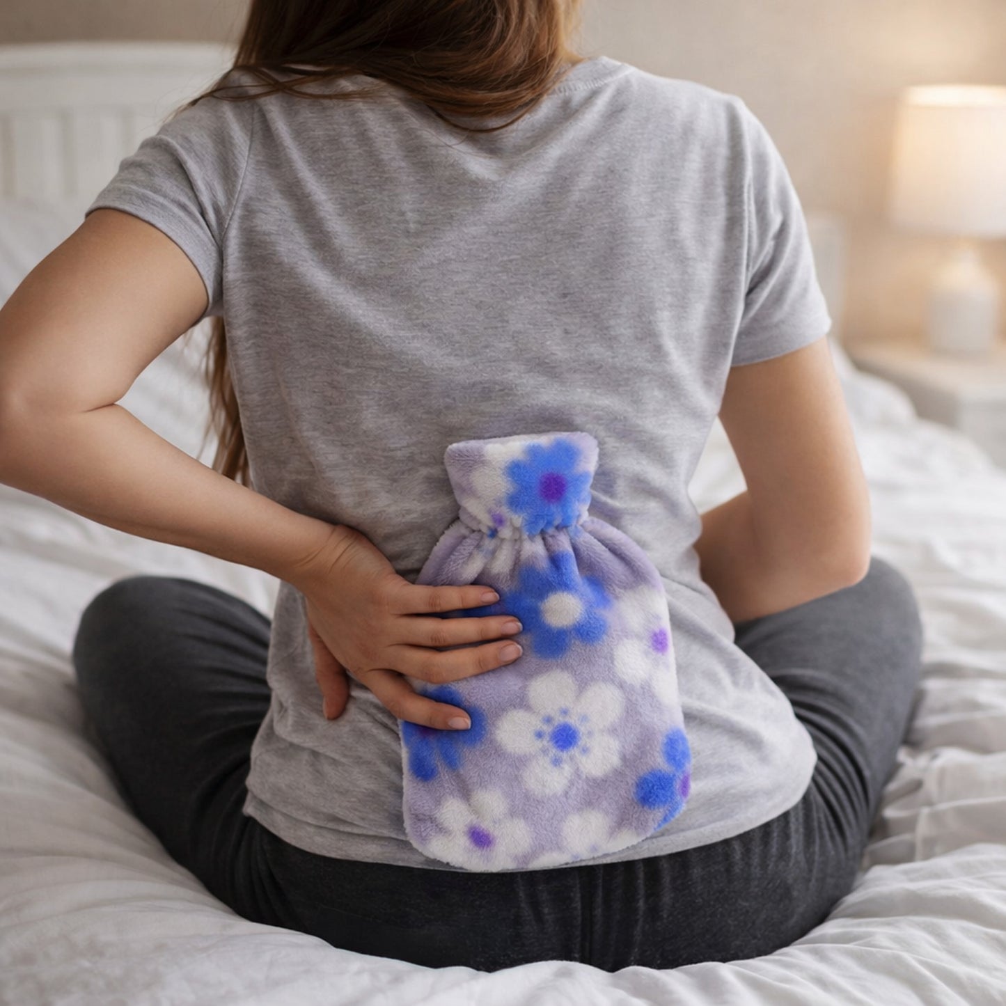 Floral Soft Plush Hot Water Bag with Cover (19x12 Cm) - Leak-Proof for Pain Relief & Warmth - Happy Price - Image 3