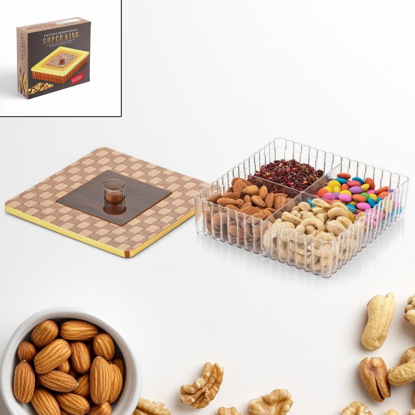 Super King Exclusive 4 Compartment Dry Fruit Box - Airtight Plastic Container (1 Pc) - Happy Price - Image 3